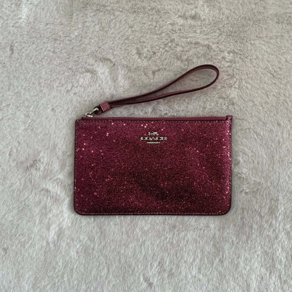 Coach Star Glitter Small Wristlet  Purple/ Fuschia F33702